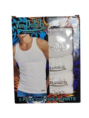 Von Dutch White Ribbed Tank Top 5-Pack in Box